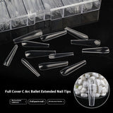 Nail Tips Nail plate C arc full sticker Ballet nail 300 pieces Trapezoidal extended fake nail patch Transparent seamless patch manicure