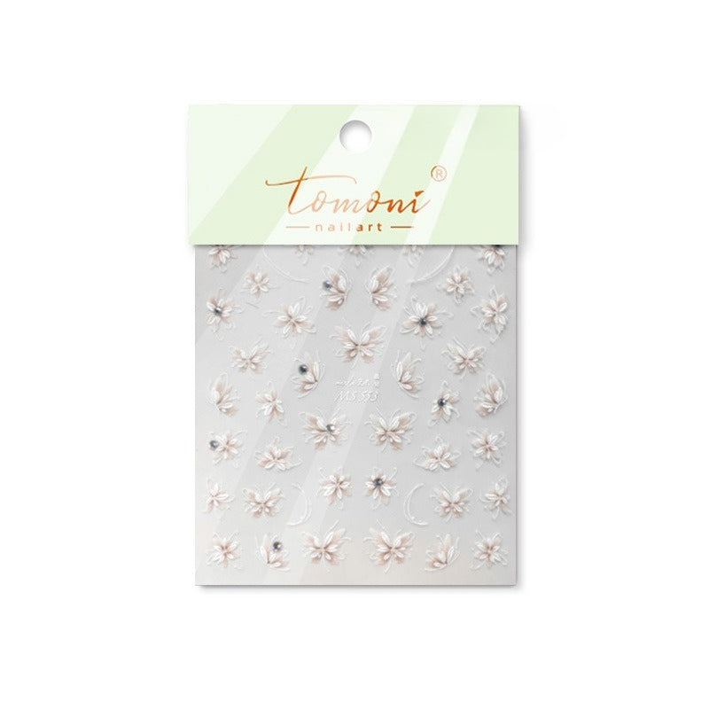 3D Embossed Nail Stickers – Delicate Floral Collection