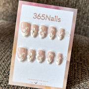 Ivory Petal - Nude White 3D Floral Press-On Nails