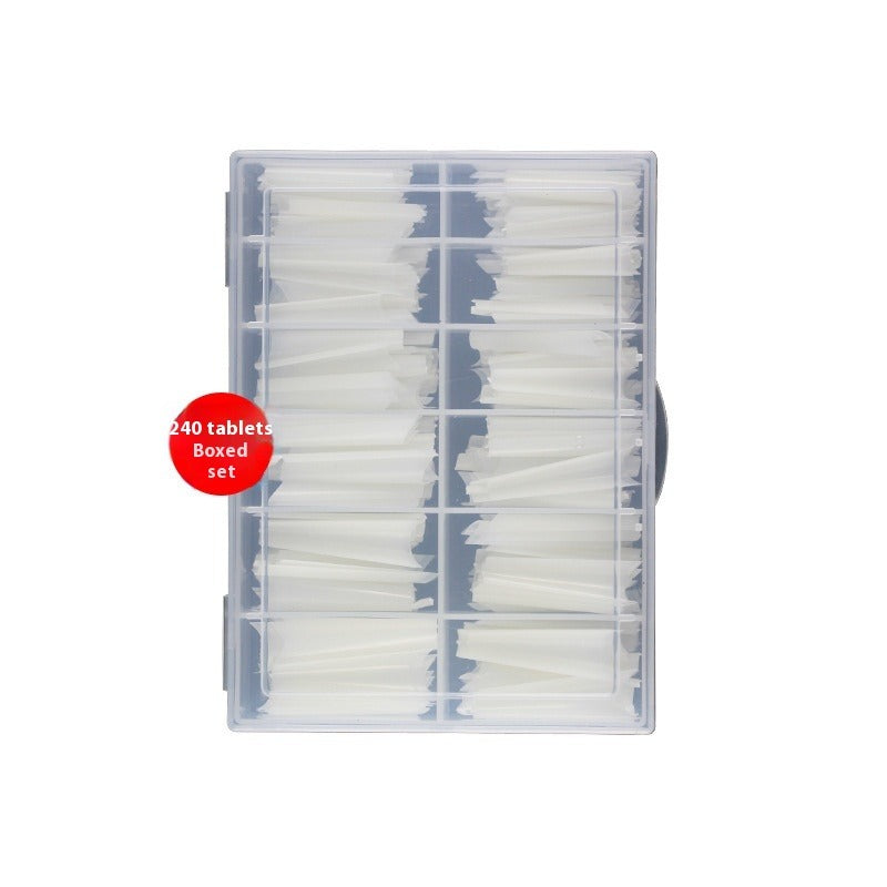 Nail Tips Press on nails piece, denim nail 240 pieces, boxed extended trapezoidal seamless transparent semi-patch nail piece