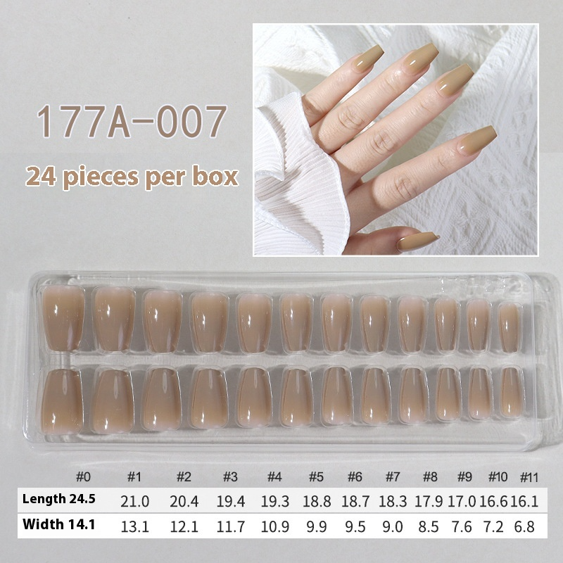 French press on nails 24 pieces Boxed detachable finished product Wearable prefabricated fake nail patch Solid color manicure