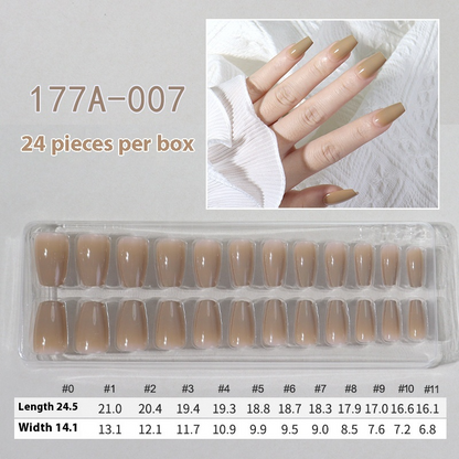 French press on nails 24 pieces Boxed detachable finished product Wearable prefabricated fake nail patch Solid color manicure