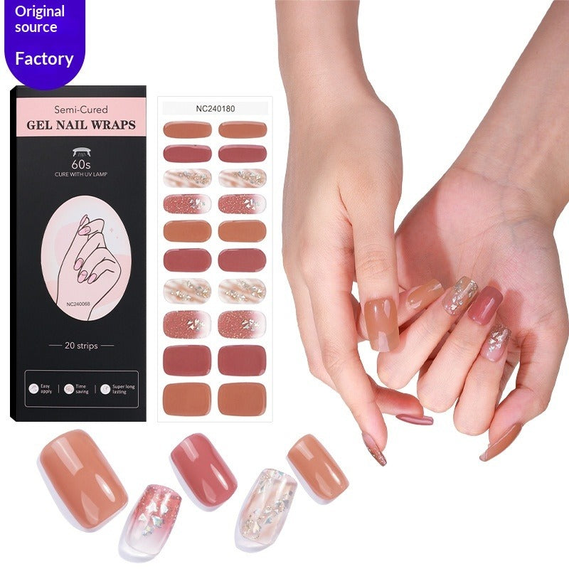 Semi-Cured Gel Nail Strips Foil Laser Gold Shimmer Glossy Set (MOQ=3)