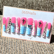 365nails: "電力娃娃" – 3D立體蝴蝶與水鑽手工製長款棺材形穿戴甲