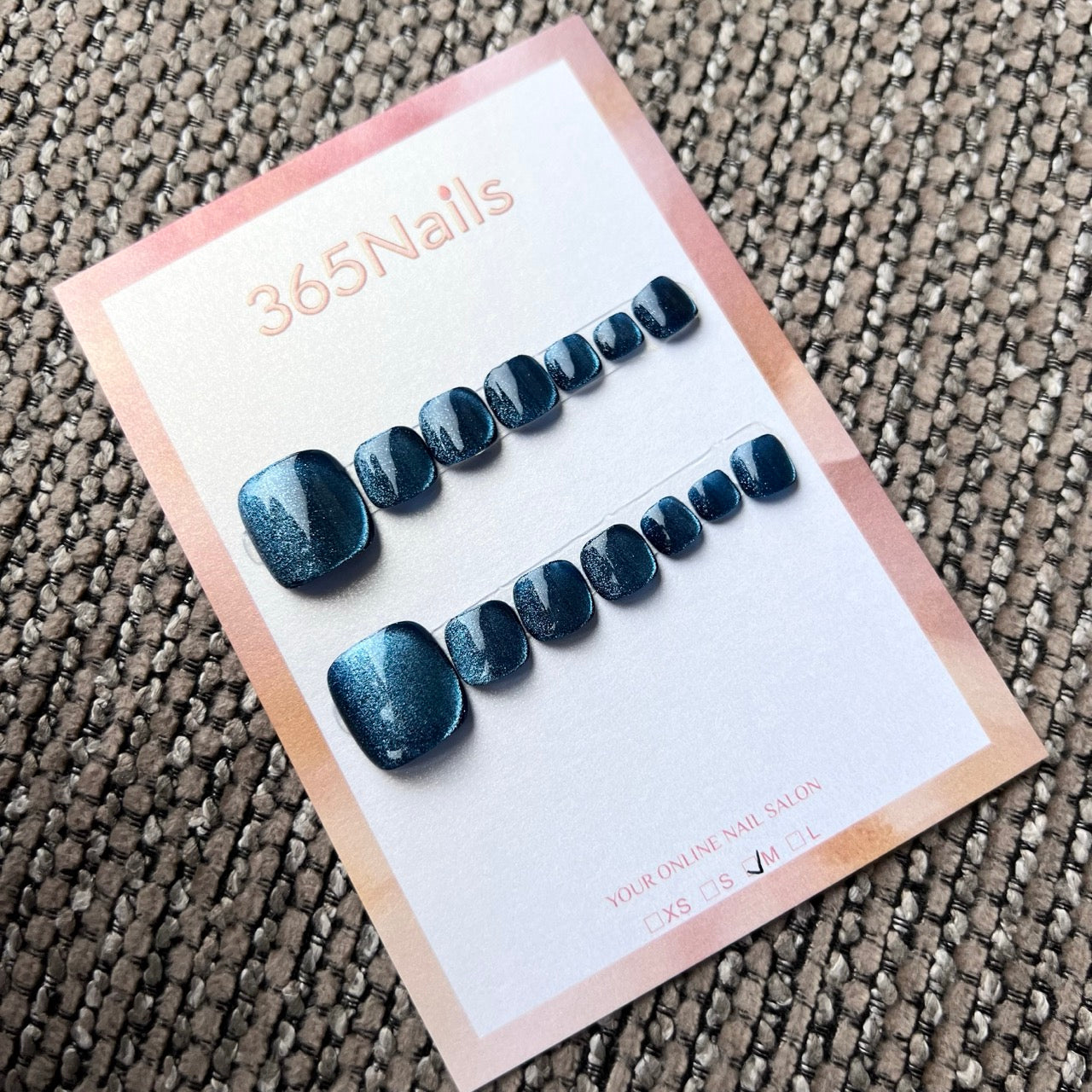 365nails: "deep sea stardust cat-eye" – handmade press-on pedicure