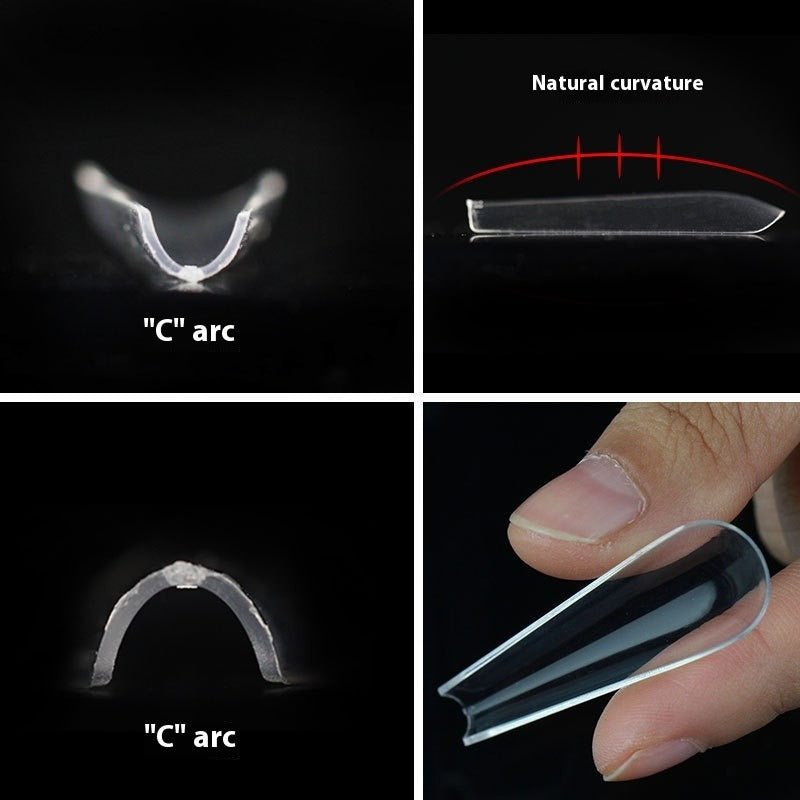 Nail Tips Nail plate C arc full sticker Ballet nail 300 pieces Trapezoidal extended fake nail patch Transparent seamless patch manicure