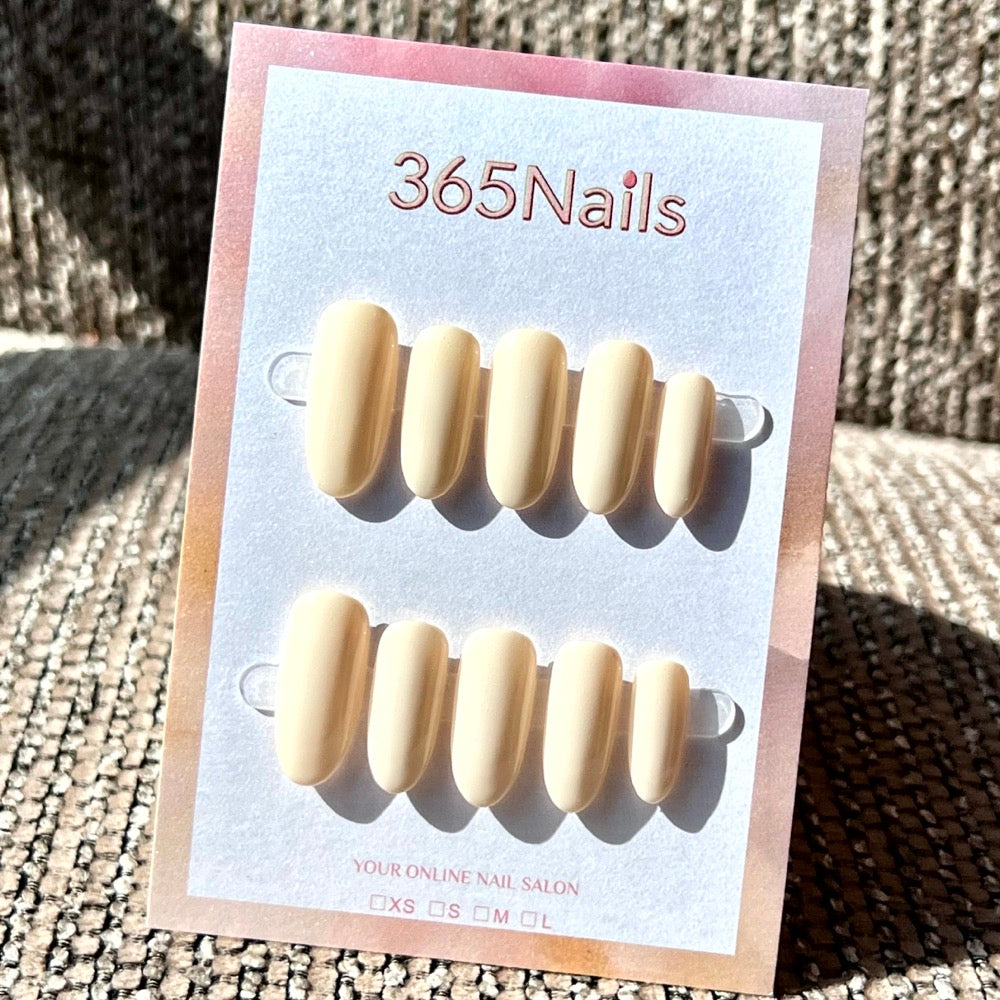"Milky Beige" - Solid Color Handmade Nails (8 Shapes Available)