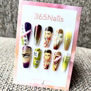 365nails: "Demon Slayer Hantengu" – Unhas Postiças Artesanais de Trapezoide Médio