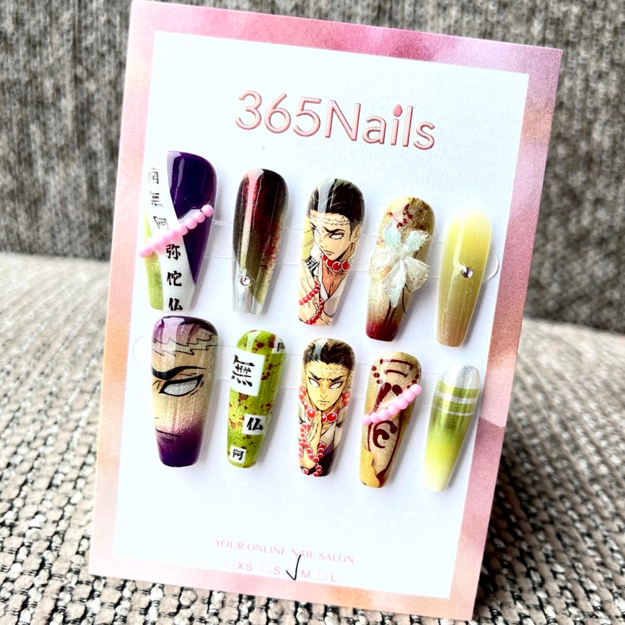365nails: "Demon Slayer Hantengu" – Handmade Medium Trapezoid Press-On Nails