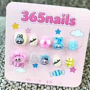365nails: "Bunny Hop" – Unhas Curtas Quadradas com Desenhos de Coelhos em 3D Feitas à Mão
