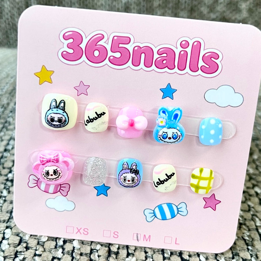 365nails: "Bunny Hop" – 3D Cartoon Mix Handmade Short Square Nails