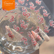 nail stickers Iridescent Dragon Nail Stickers – 5D Embossed Mystic Dragon Set