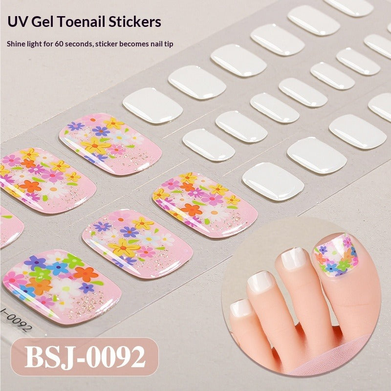 Semi-Cured Gel Nail Strips Fresh Floral 3D Foil Glossy Design (MOQ=3)