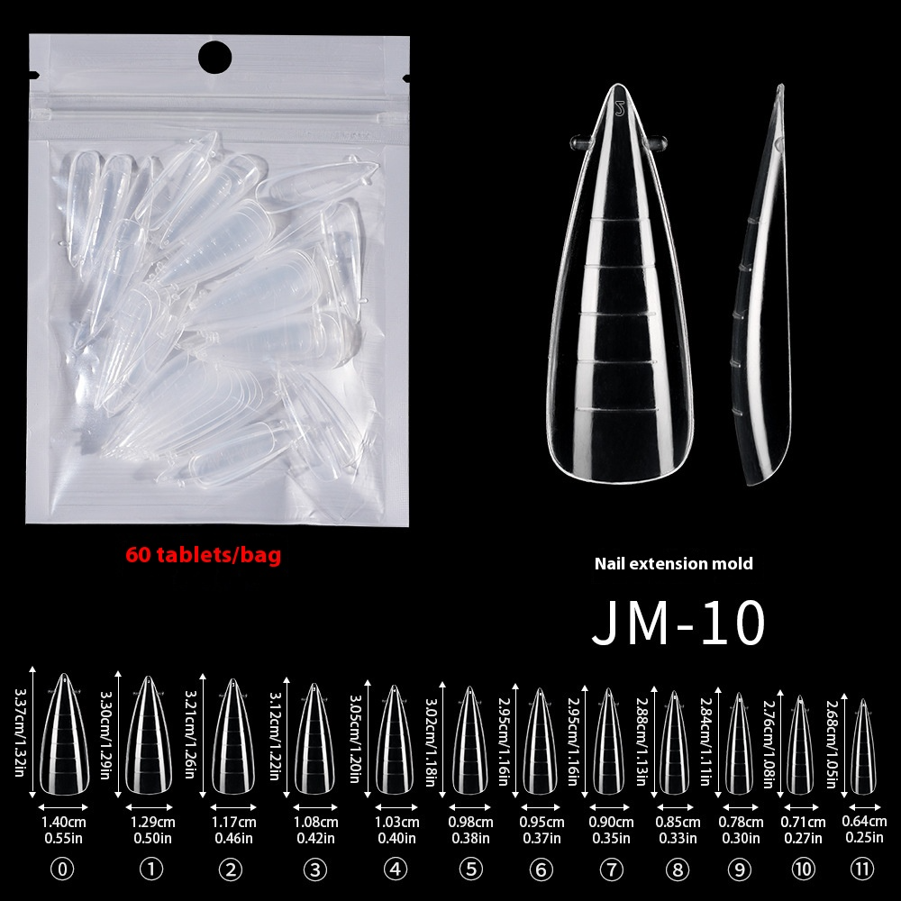 Nail Tips nail mold crystal without paper holder, rapid phototherapy, 60 nail extension tablets, bagged with graduated nail film, wholesale