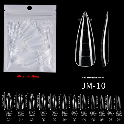 Nail Tips nail mold crystal without paper holder, rapid phototherapy, 60 nail extension tablets, bagged with graduated nail film, wholesale