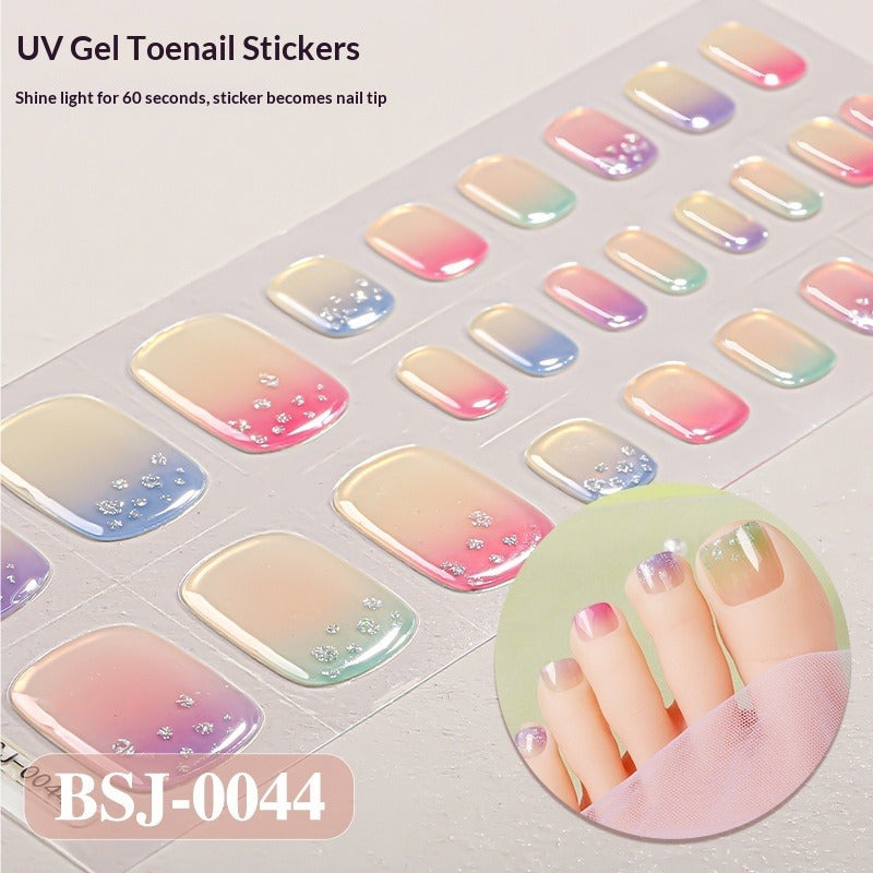 Semi-Cured Gel Nail Strips Gradient Bloom 3D Foil Toe Design (MOQ=3)