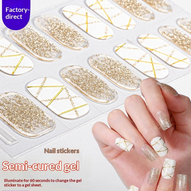 Semi-Cured Gel Nail Strips 3D Foil Glitter Glossy Design (MOQ=3)