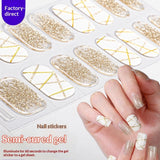 Semi-Cured Gel Nail Strips 3D Foil Glitter Glossy Design (MOQ=3)