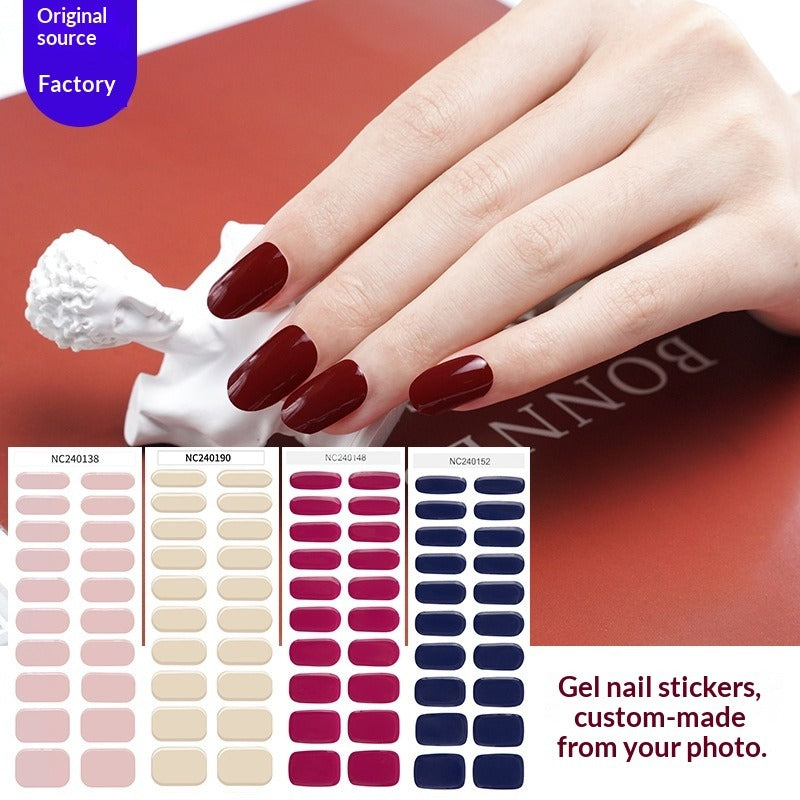 Semi-Cured Gel Nail Strips Minimal Solid Color Glossy Design (MOQ=3)