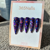 Midnight Gala Press On Nails Blue Purple Chunky Glitter Stiletto| Starry Glitter · Sparkling Series