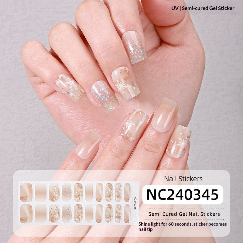 Semi-Cured Gel Nail Strips Soft Pink Gradient Glossy Natural Everyday Wear Set (MOQ=3)
