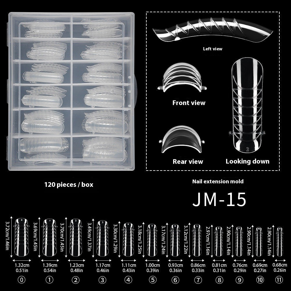 Nail Tips Popular transparent nail mold 120 pieces boxed with graduated crystal extension nail plate  fast phototherapy extension nail mold