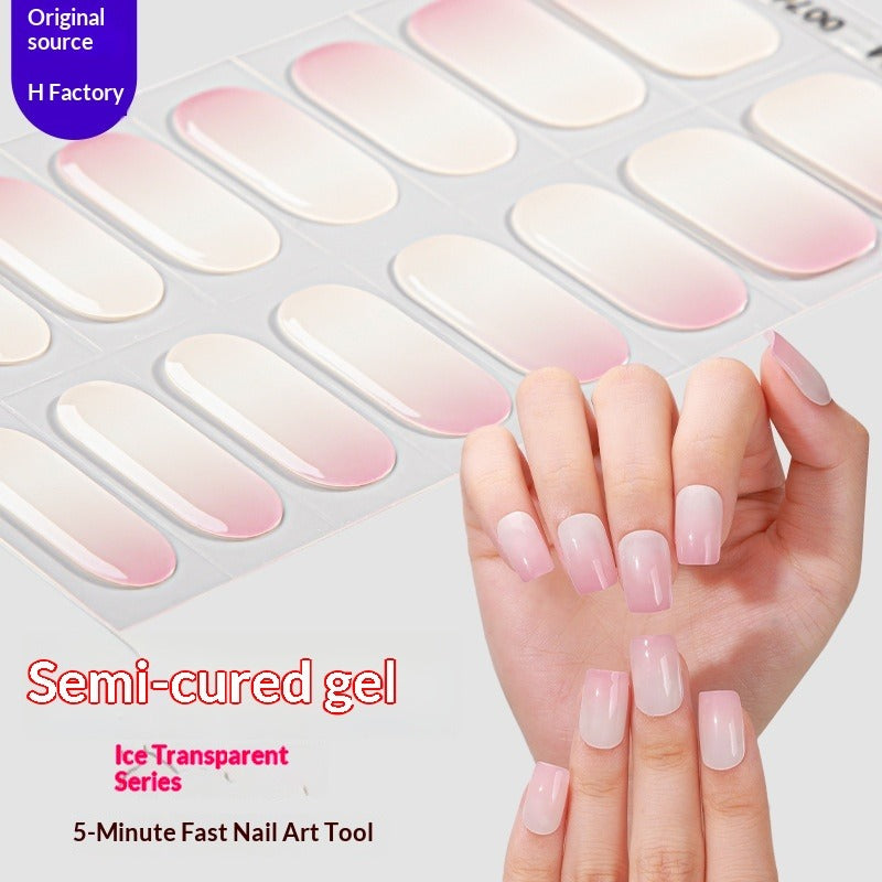 Semi-Cured Gel Nail Strips French Gradient Soft Glossy Design (MOQ=3)