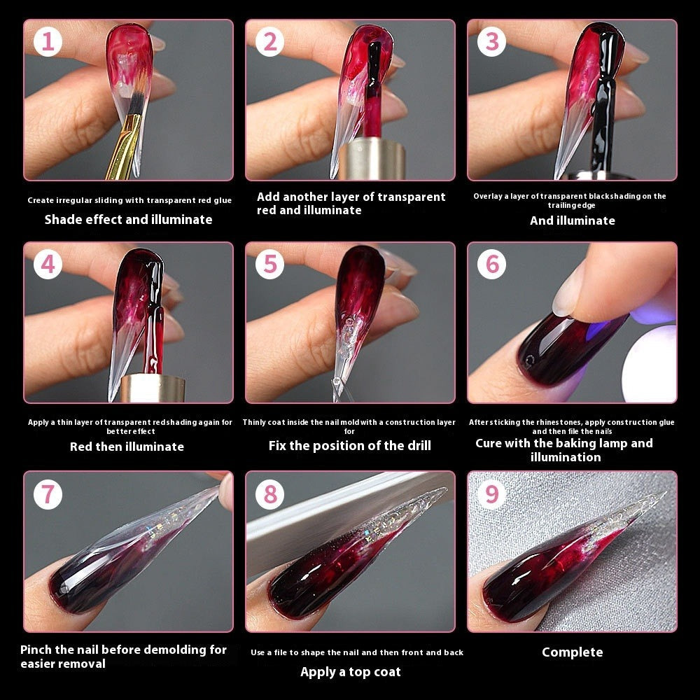 Nail Tips Eagle Claw Nail Mold Nail Extension Quick Extension Phototherapy Nail, Paper Free Tray 140 Pieces Boxed Transparent Crystal Nail Film