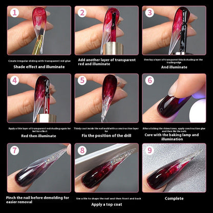 Nail Tips Eagle Claw Nail Mold Nail Extension Quick Extension Phototherapy Nail, Paper Free Tray 140 Pieces Boxed Transparent Crystal Nail Film
