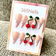 Sweet Summer: "3D Cherry Chain" – Long Stiletto Press-on Nails