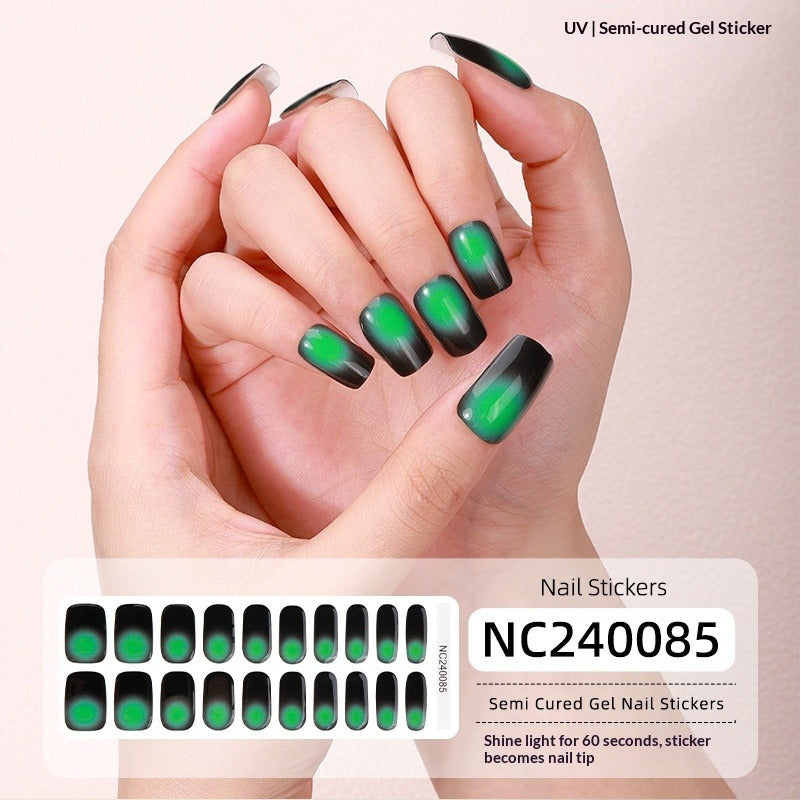 Semi-Cured Gel Nail Strips Gradient French Pastel Glossy Design (MOQ=3)