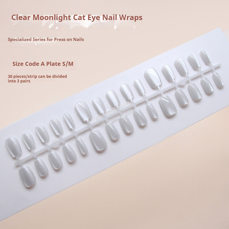 Nail Tips  prefabricated nail clean and simple fog white cat eye solid color temperament fashionable girl white  30 pieces｜365nails