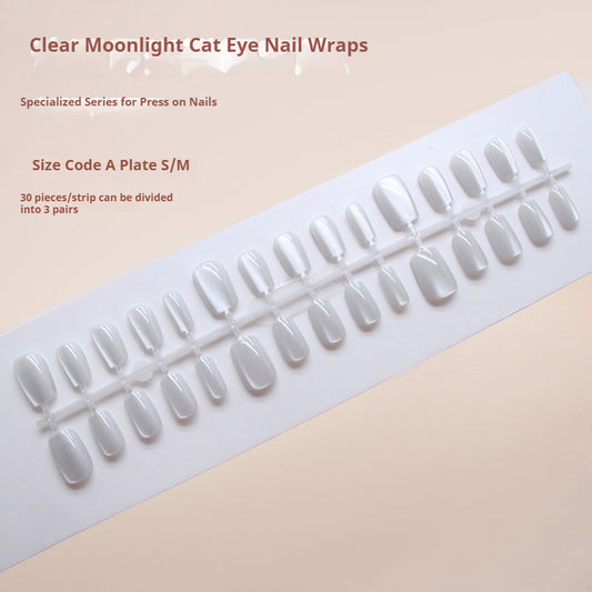Nail Tips  prefabricated nail clean and simple fog white cat eye solid color temperament fashionable girl white  30 pieces｜365nails