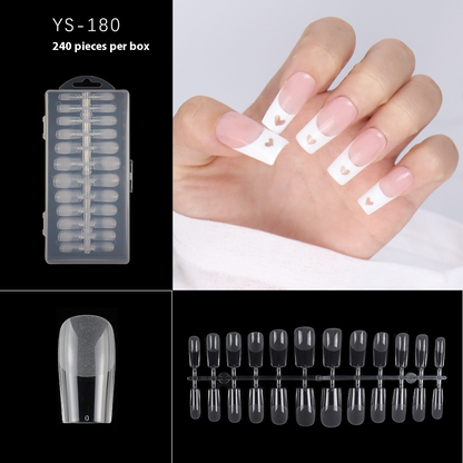 Nail Tips nail piece semi-matte 504 pieces boxed trapezoidal almond fake nail patch transparent and seamless nail art