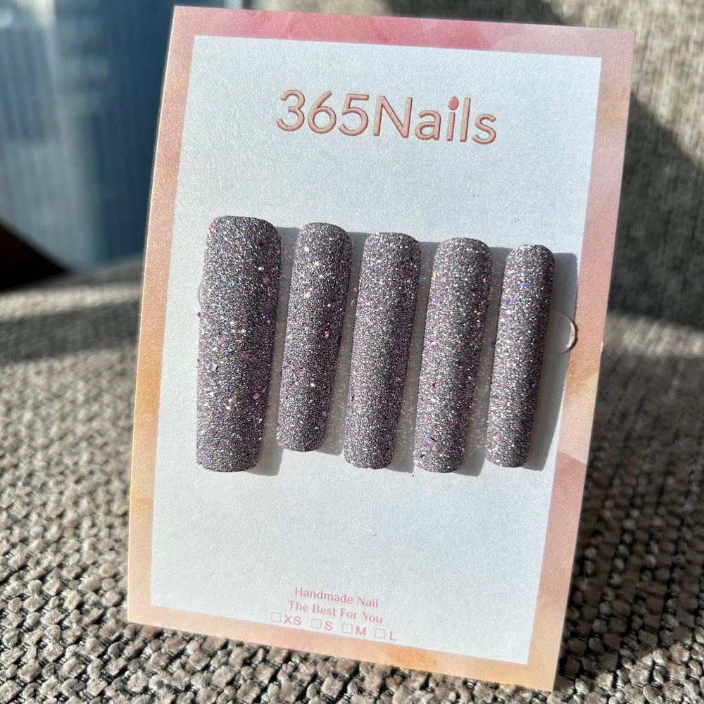 Wine Red Matte Sparkle Square Raspberry Fizz Glitter Press On Nails | Starry Glitter · Sparkling Series