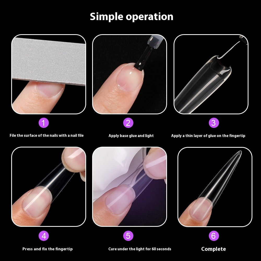 Pads pour ongles super longs — transparents sans démarcation, prolongés forme goutte d'eau pointue, 504 pièces en boîte (MOQ=3)
