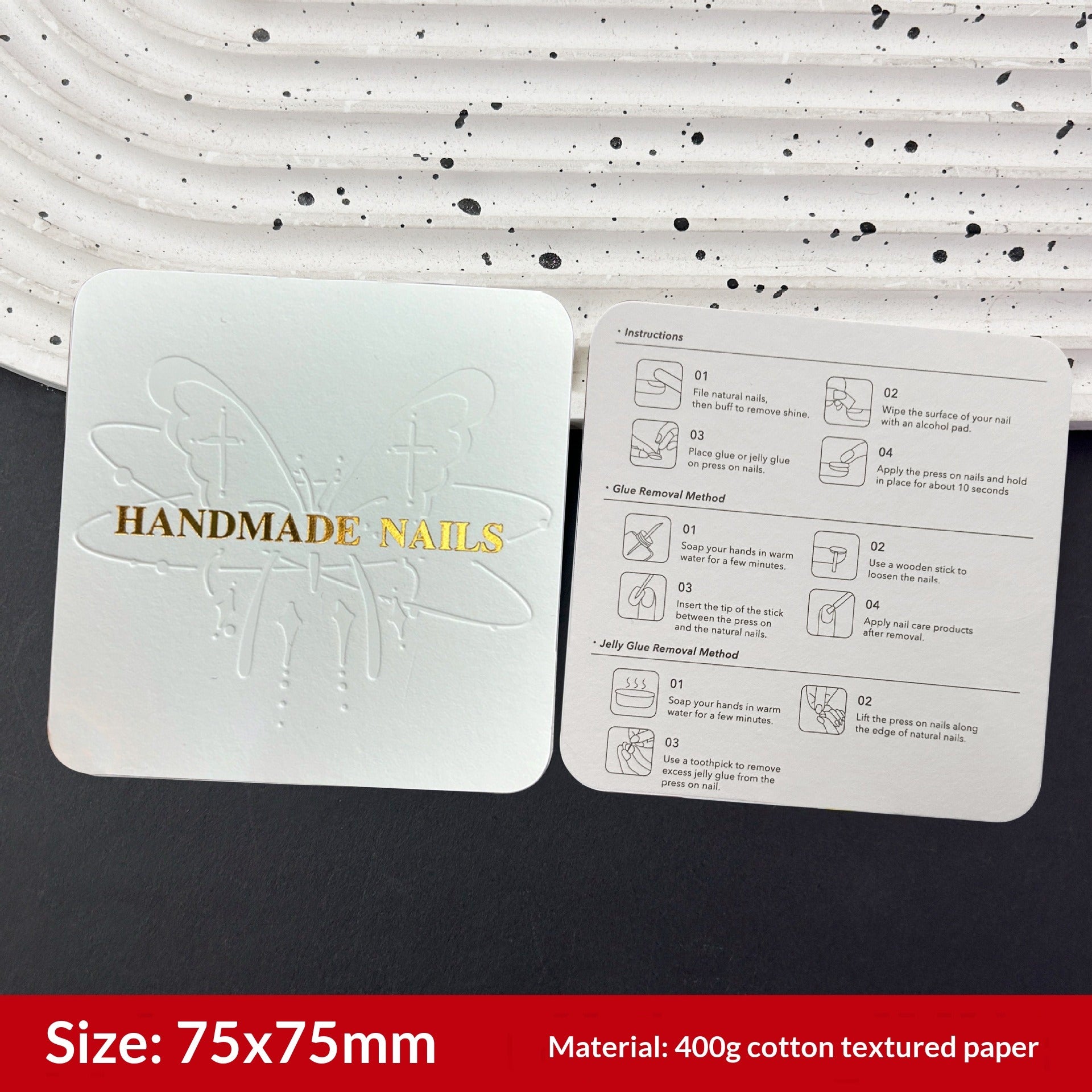 壓紋熱燙箔棉紙穿戴甲展示卡 (MOQ=50)