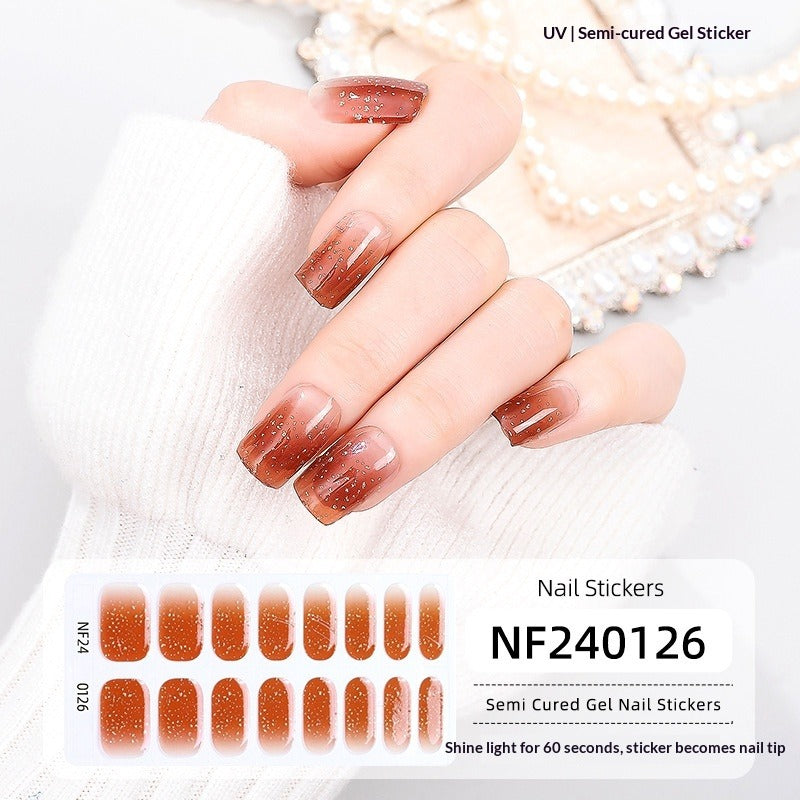 Semi-Cured Gel Nail Strips 3D Foil Heart Glossy Design (MOQ=3)