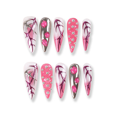 365nails neon thorn 3d hand‑painted long tips