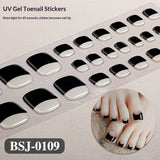 Semi-Cured Gel Nail Strips French Solid Color Clean Toe Design (MOQ=3)