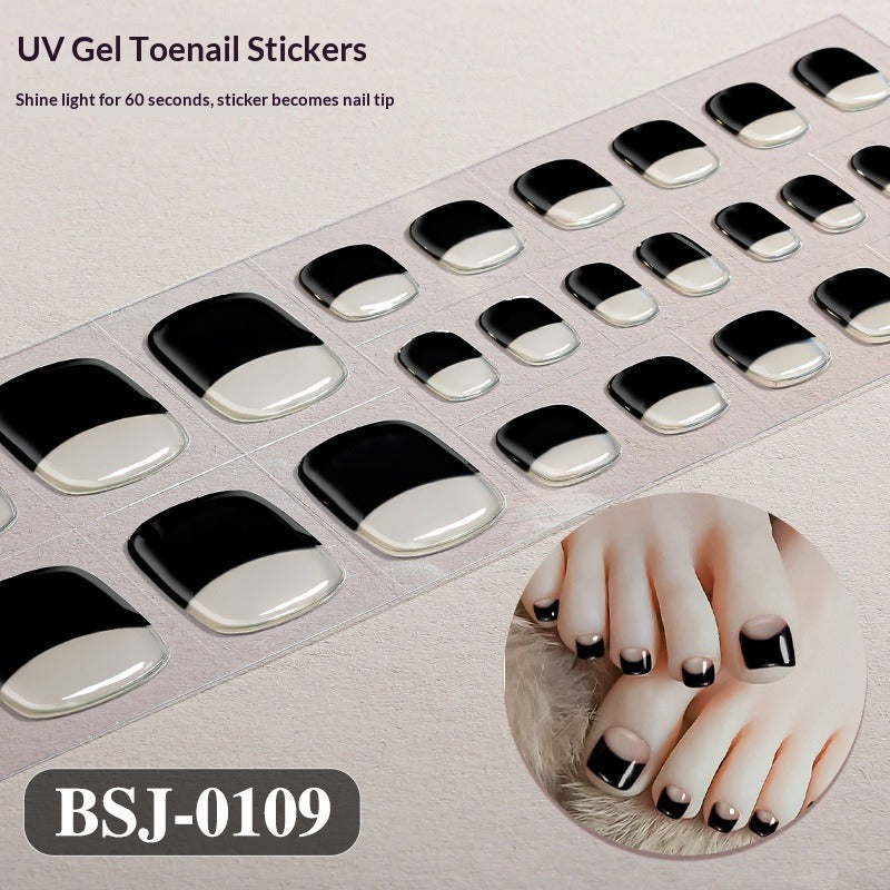 Semi-Cured Gel Nail Strips French Solid Color Clean Toe Design (MOQ=3)