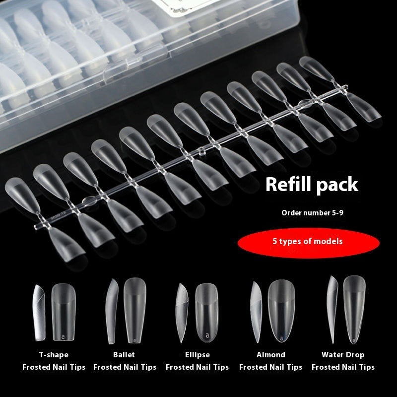 Nail Tips Nail piece transparent full sticker half sand 240 pieces boxed, light and seamless nail art trapezoidal free matte patch fake nail