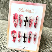 Gótico Sangrento: "Heresia Carmesim" – Unhas Postiças Stiletto Longas