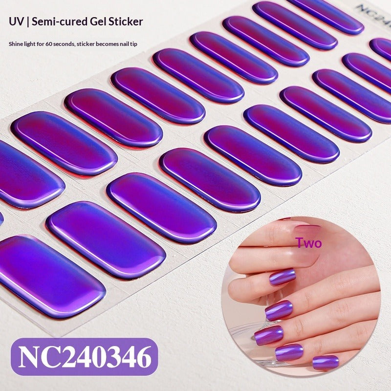 Semi-Cured Gel Nail Strips Aurora Chameleon Iridescent Glossy Set (MOQ=3)