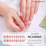 Semi-Cured Gel Nail Strips Foil French Gold Pink Gradient Glossy Set (MOQ=3)