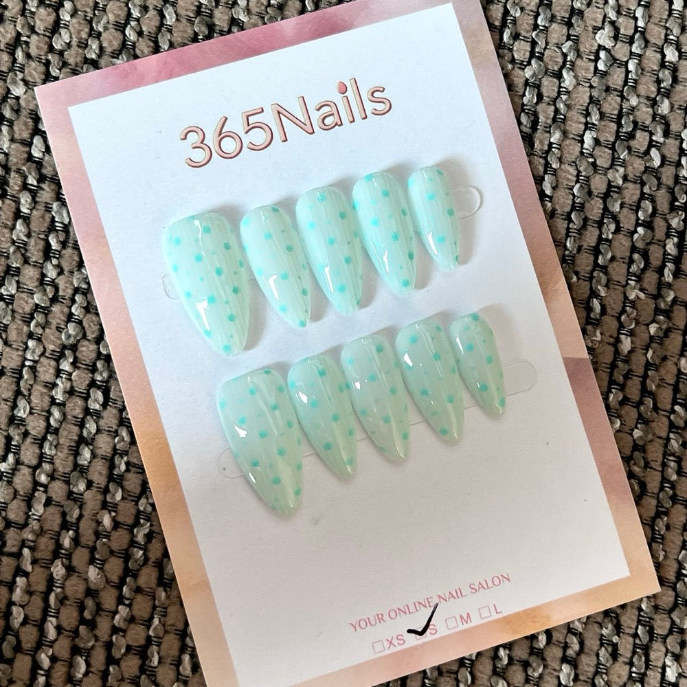 Mint Confetti - Mint Stripe Polka Dot Press-On Nails
