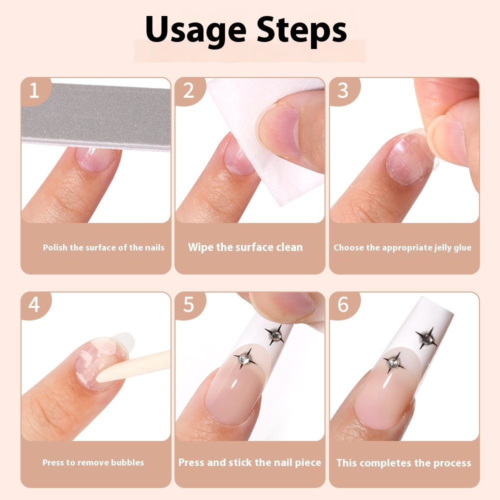 Press on nails fake nail patch extension nail Spice Girl medium rectangle removable 24 pieces with drill manicure