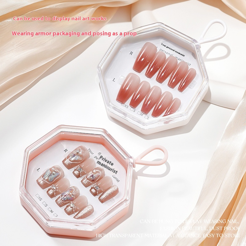 Suspendable octagonal press on nails storage box wholesale