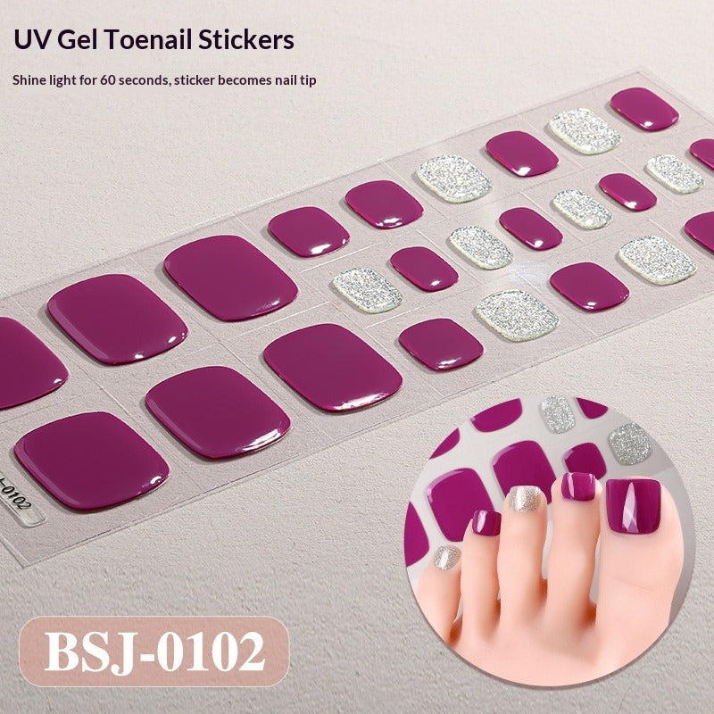 Semi-Cured Gel Nail Strips Minimal Solid Color Glitter Mismatch Design (MOQ=3)