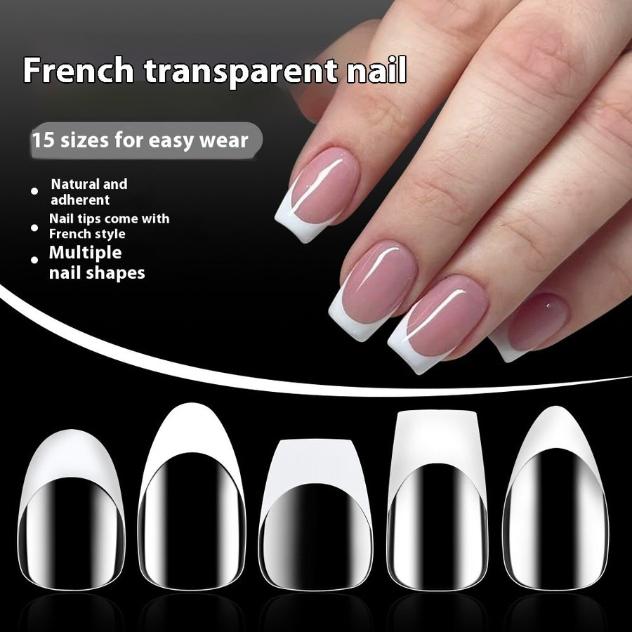 Pontas de Unha exclusivas para extensão de unhas postiças francesas transparentes sem costura, unhas postiças, patch de unha acabada, arte de unha 120 peças (MOQ=3)